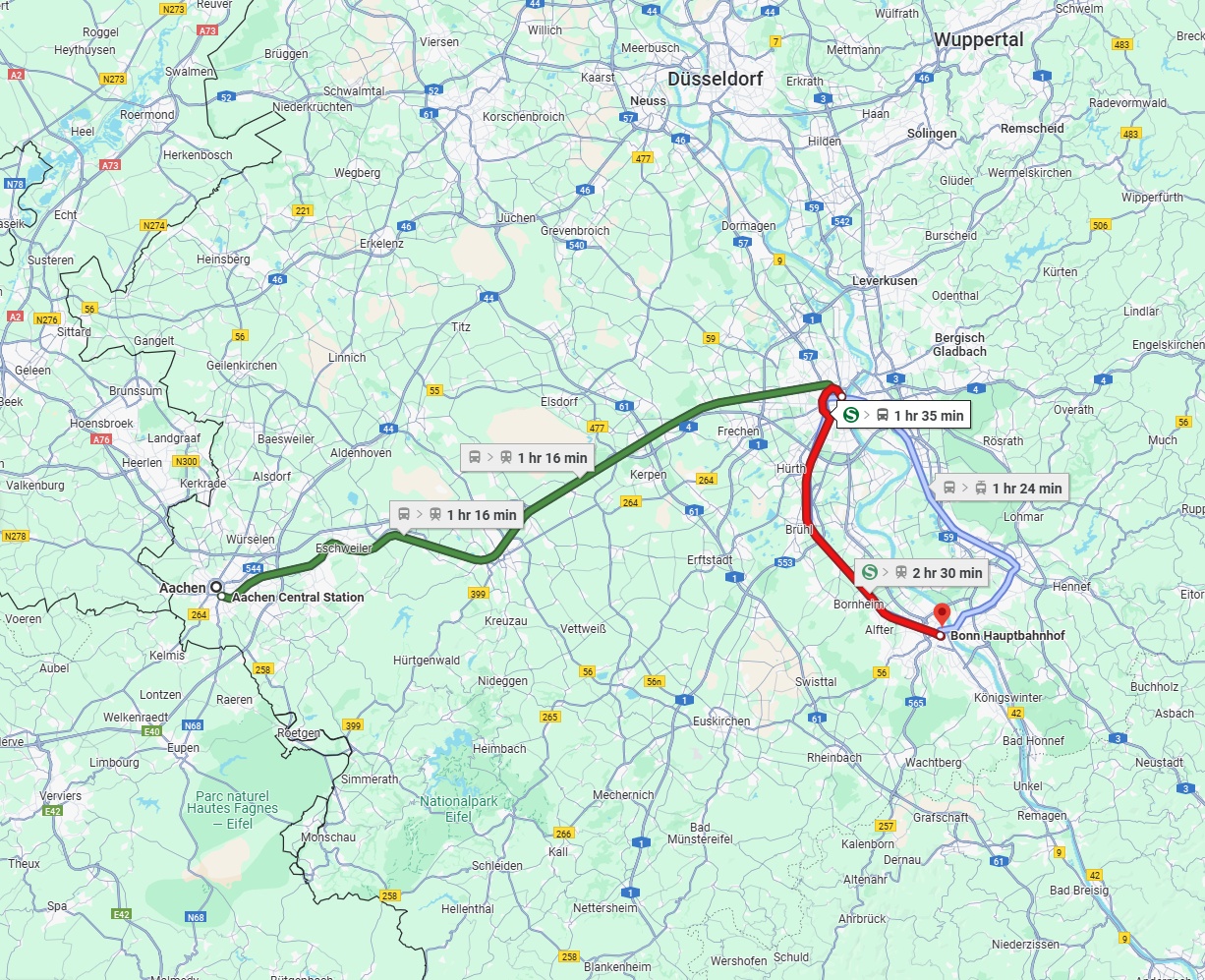 Anreise von Aachen Zu Bonn Über 