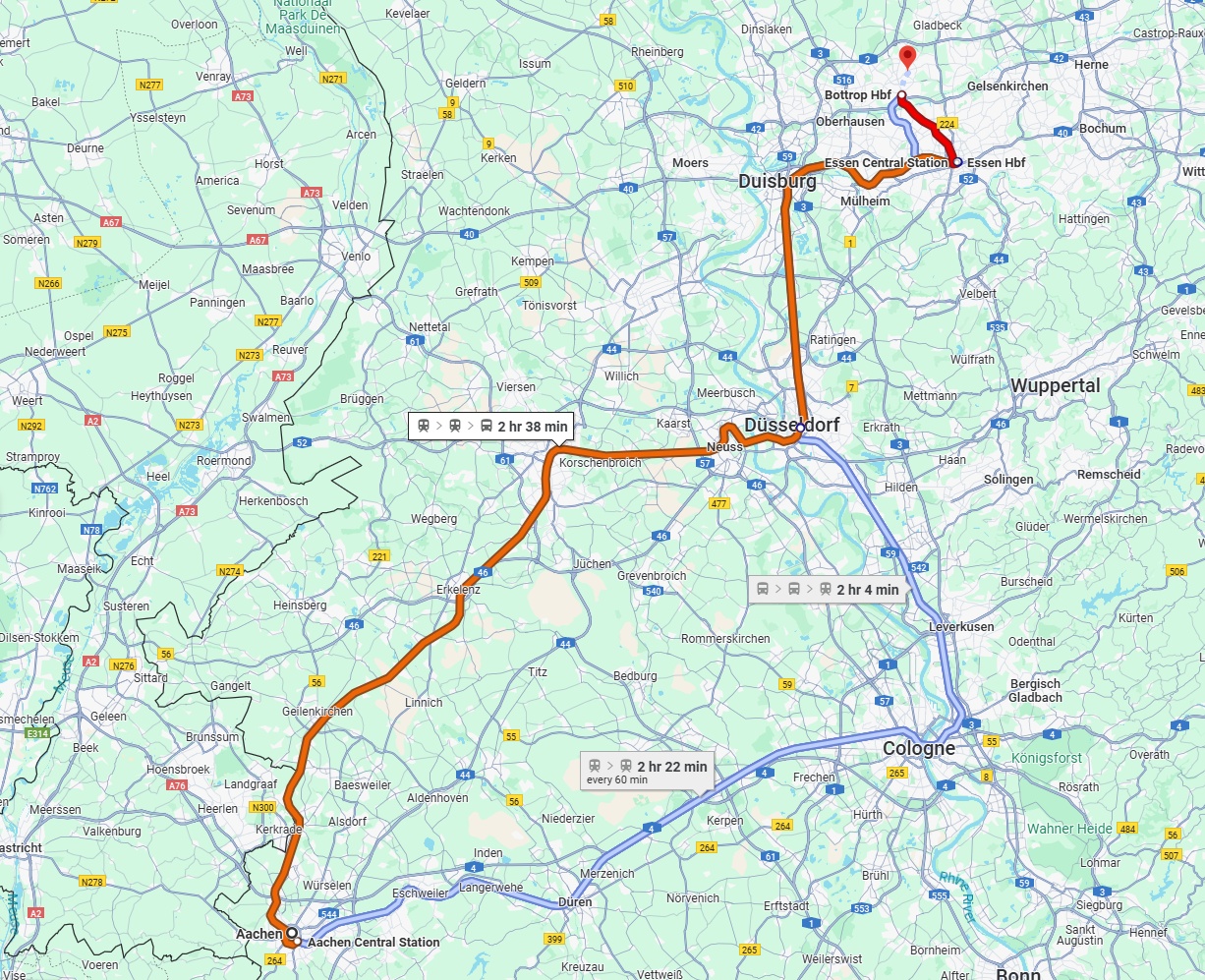 Anreise von Aachen Zu Bottrop Über 