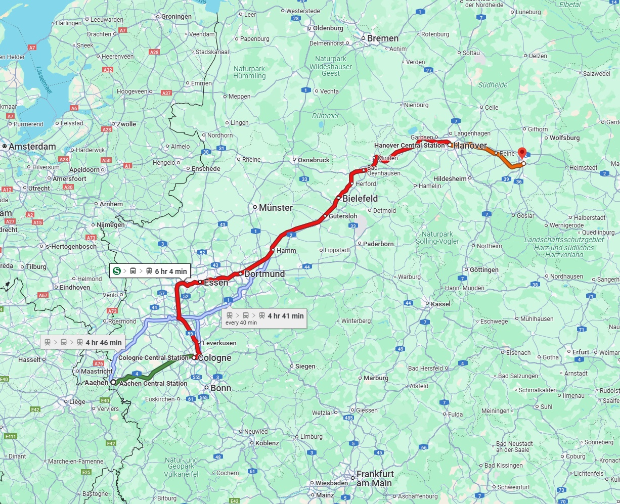 Anreise von Aachen Zu Braunschweig Über 