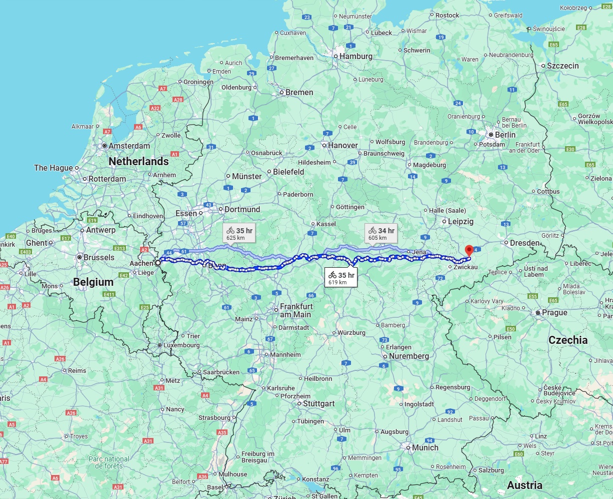 Anreise von Aachen Zu Chemnitz Über 