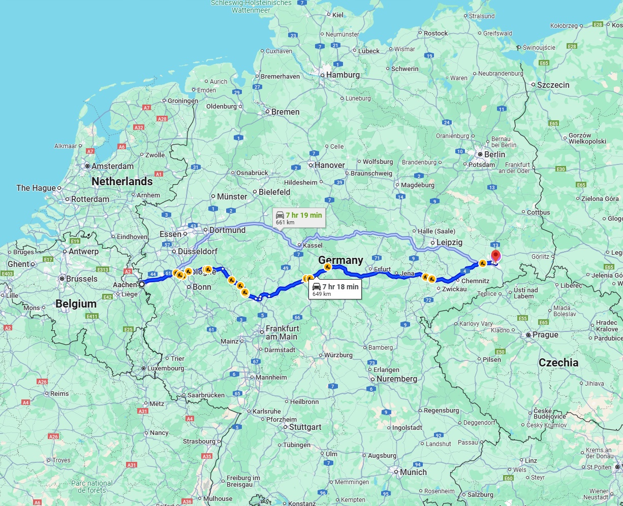 Anreise von Aachen Zu Dresden Über via A4