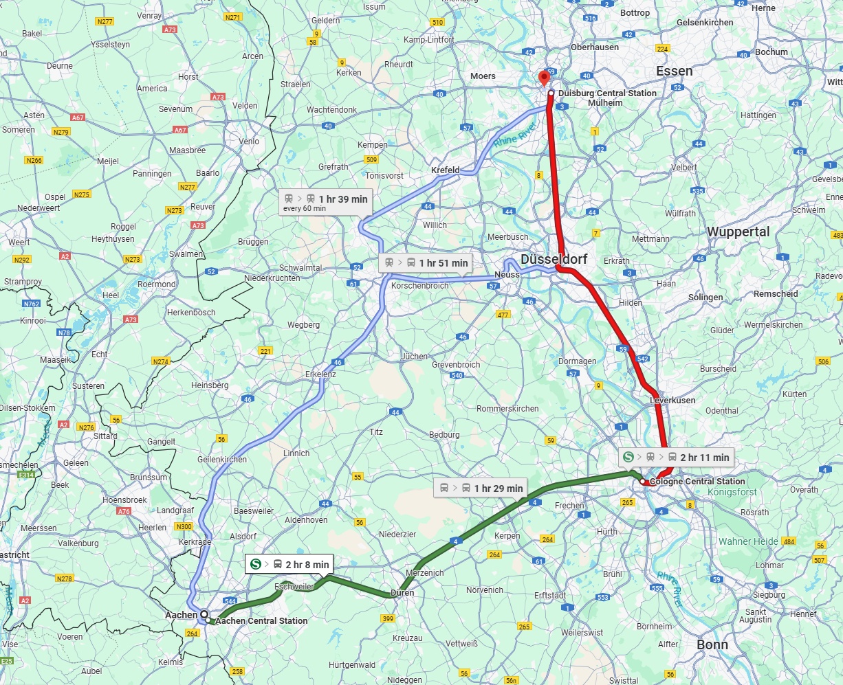 Anreise von Aachen Zu Duisburg Über 
