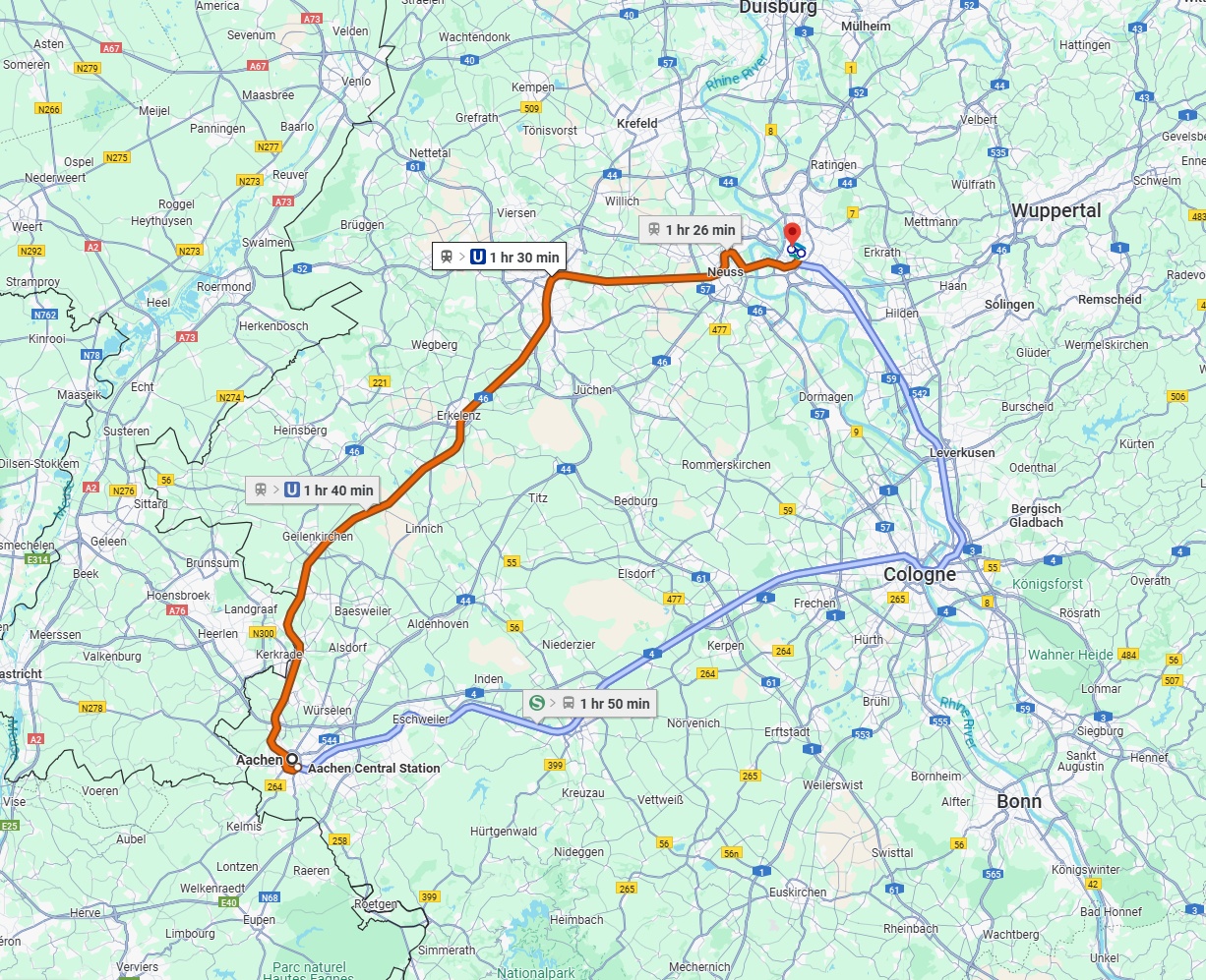 Anreise von Aachen Zu Düsseldorf Über 