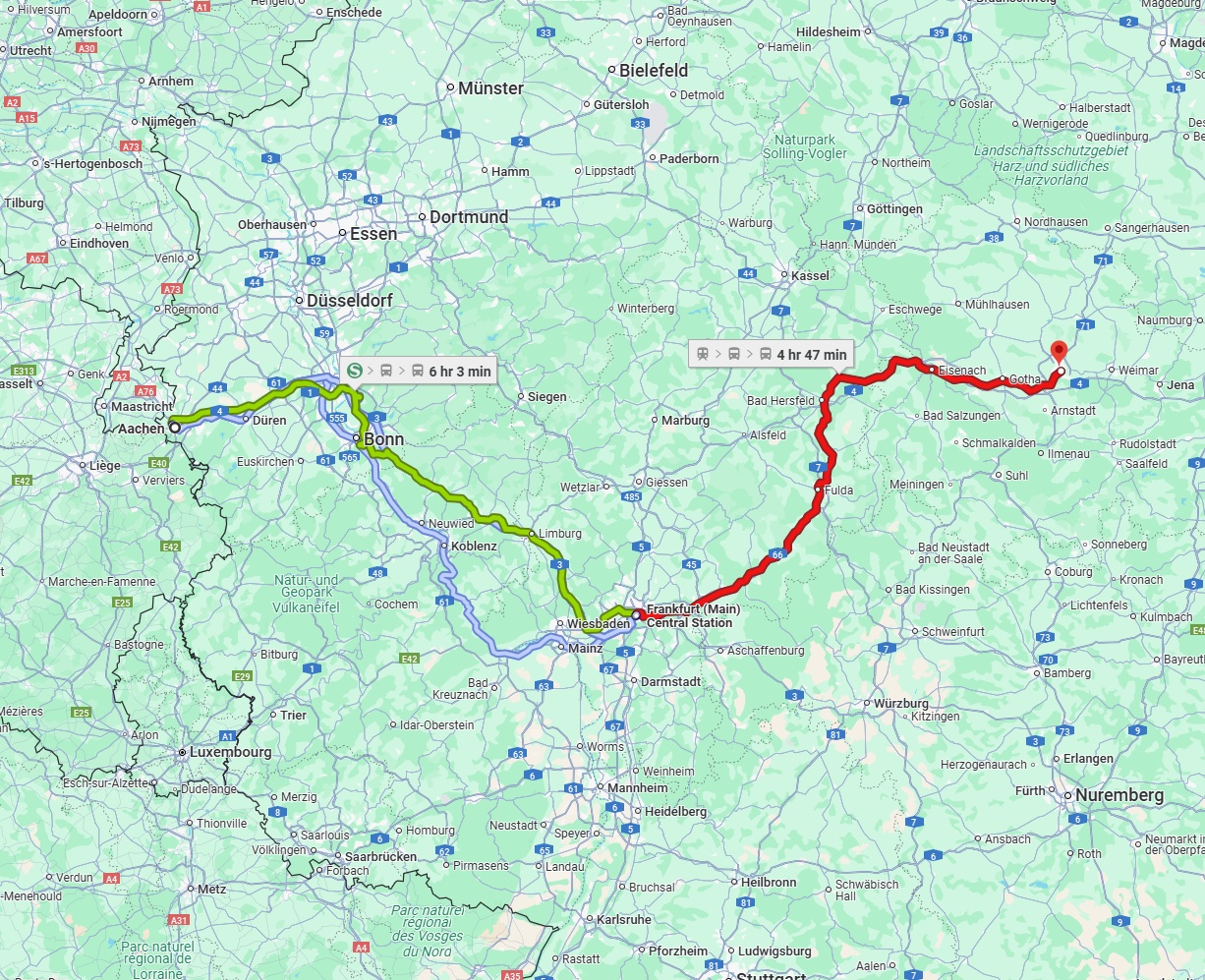 Anreise von Aachen Zu Erfurt Über 