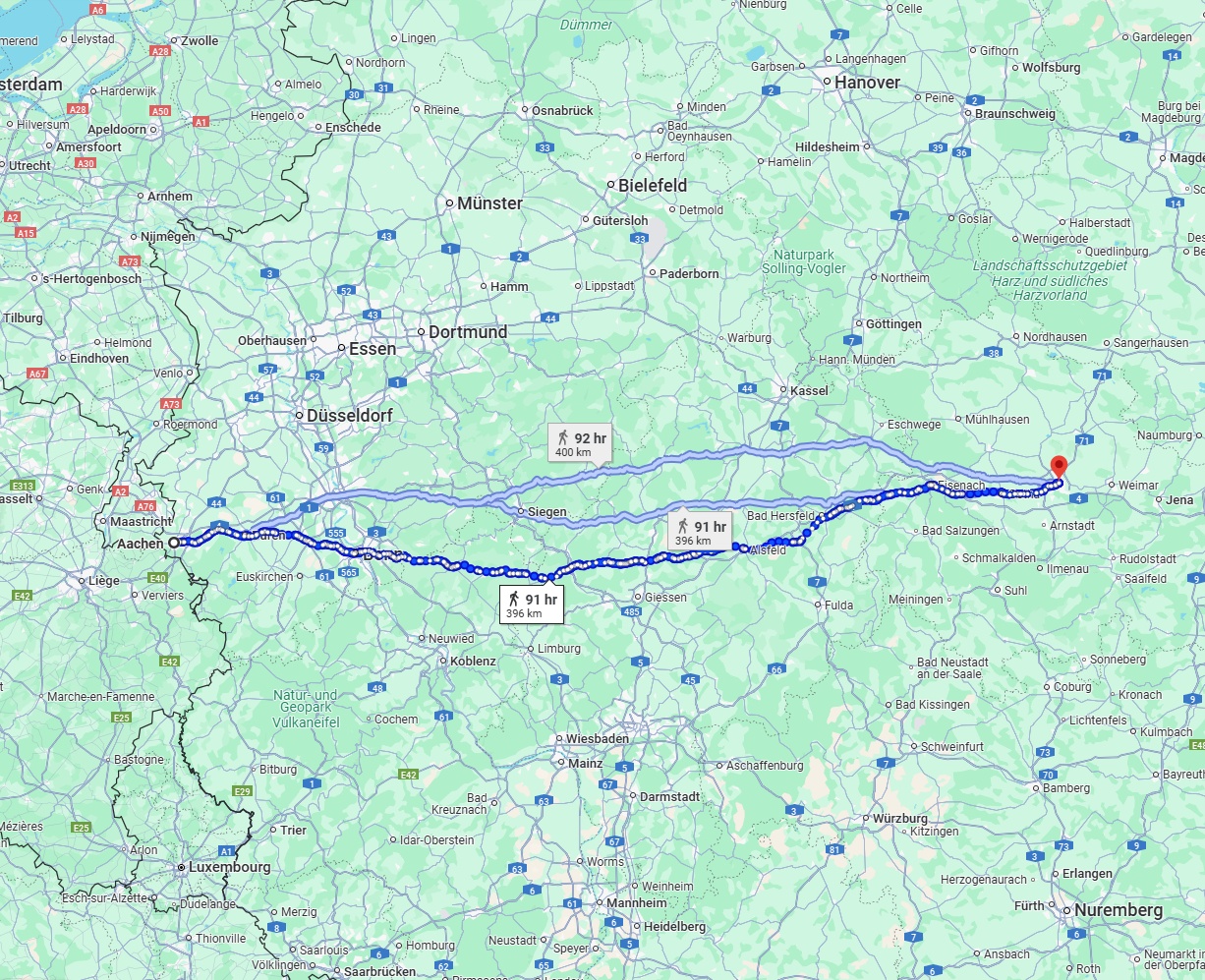 Anreise von Aachen Zu Erfurt Über 