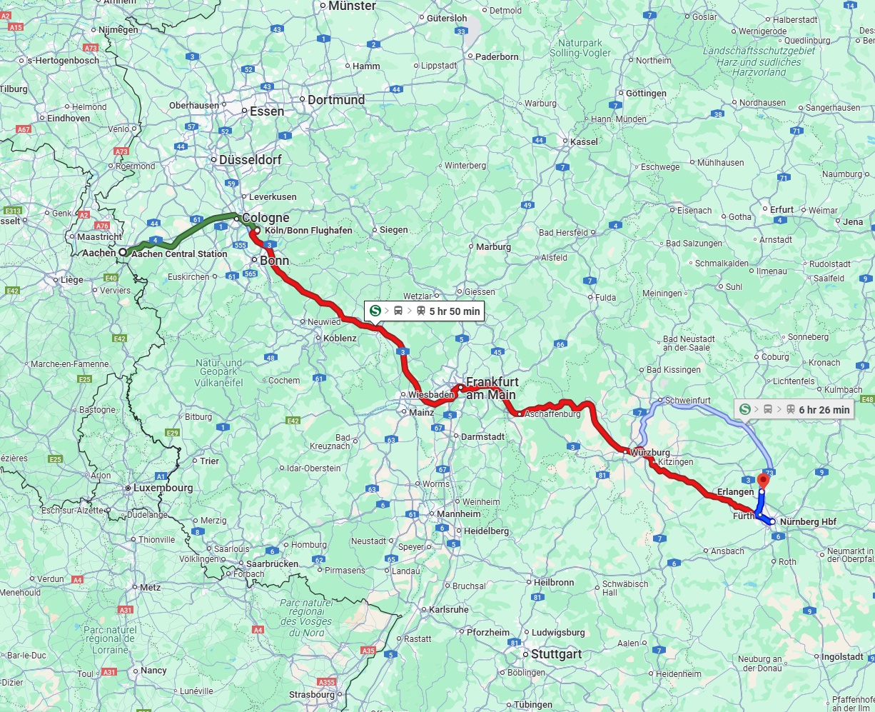 Anreise von Aachen Zu Erlangen Über 