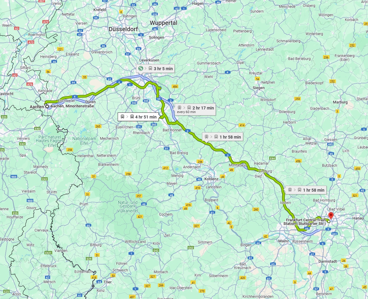 Anreise von Aachen Zu Frankfurt am Main Über 