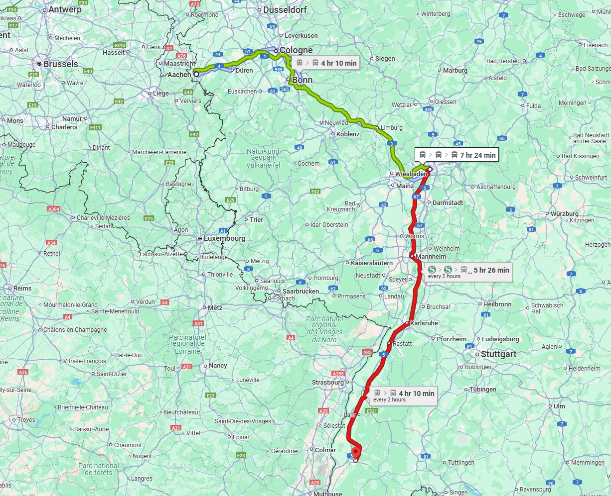 Anreise von Aachen Zu Freiburg im Breisgau Über 