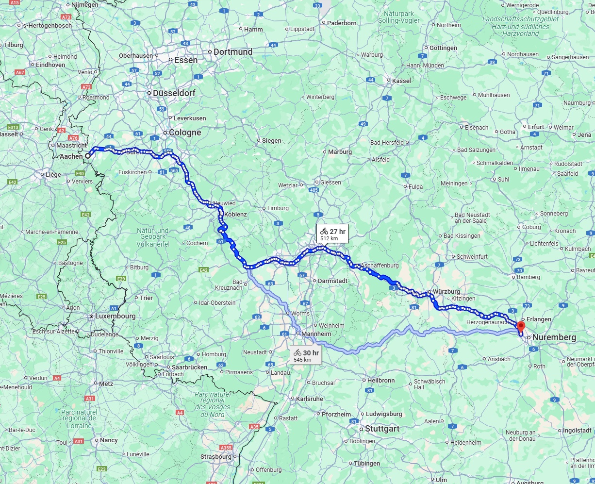 Anreise von Aachen Zu Fürth Über 
