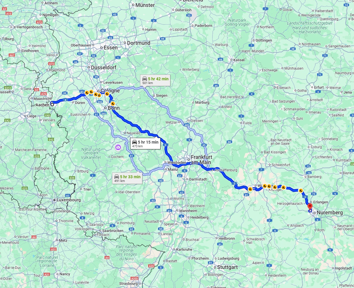 Anreise von Aachen Zu Fürth Über via A3
