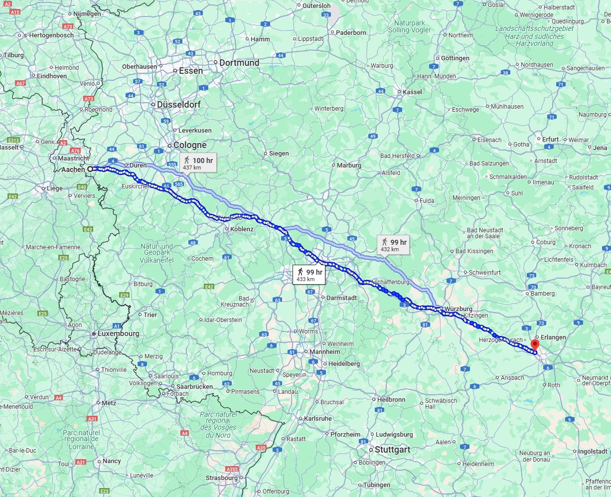 Anreise von Aachen Zu Fürth Über 