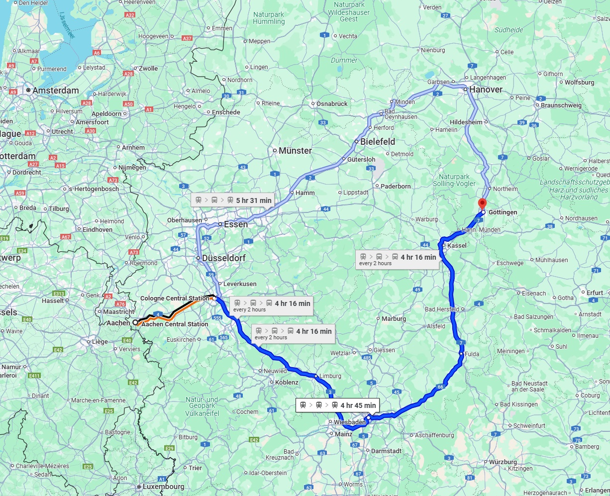 Anreise von Aachen Zu Göttingen Über 