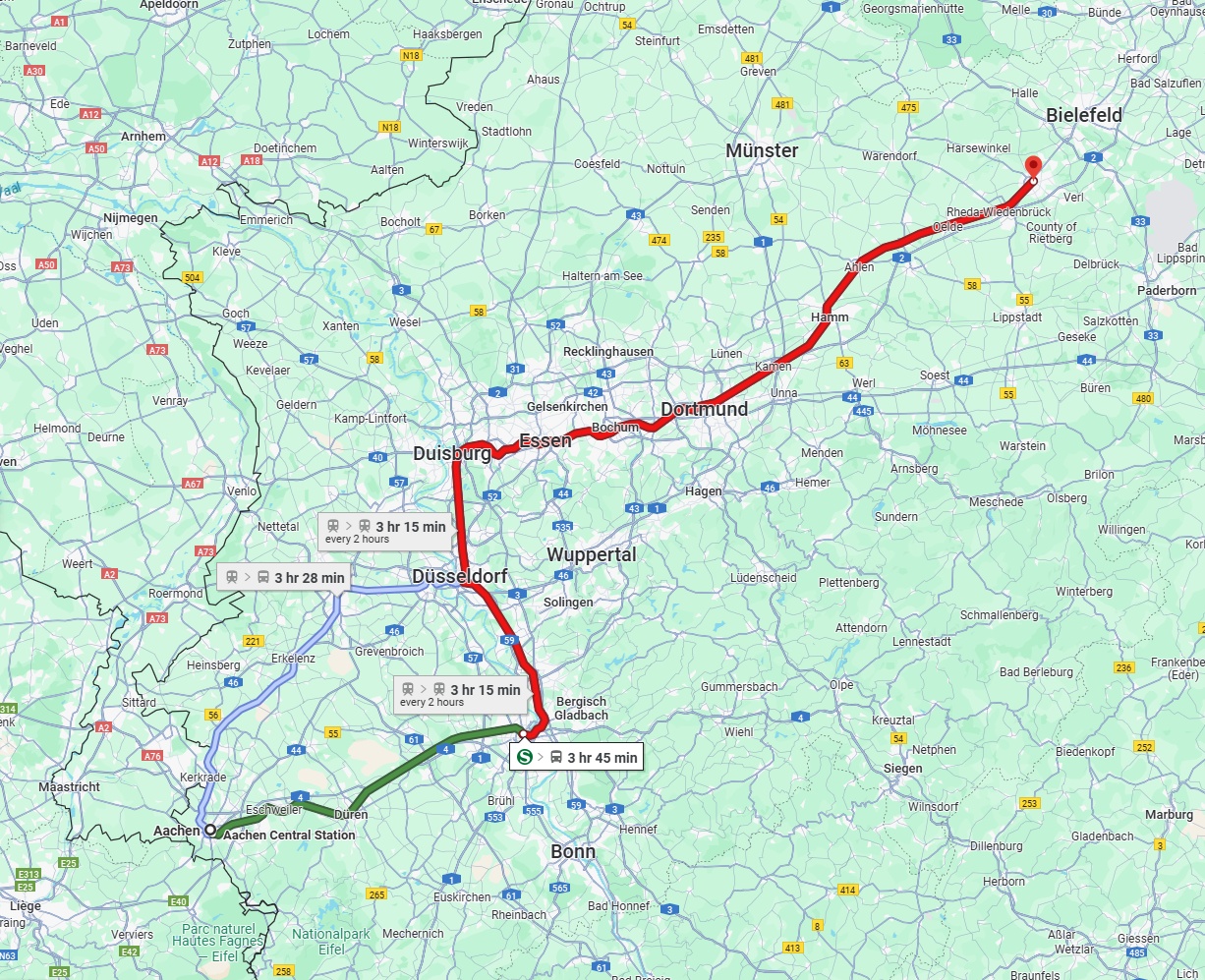 Anreise von Aachen Zu Gütersloh Über 