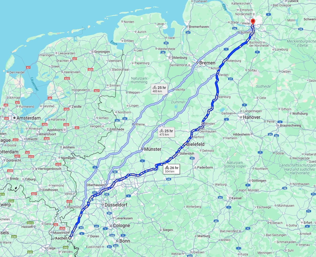 Anreise von Aachen Zu Hamburg Über 