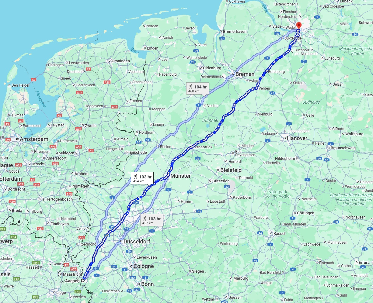 Anreise von Aachen Zu Hamburg Über 