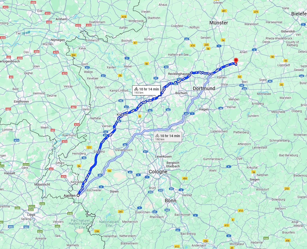 Anreise von Aachen Zu Hamm Über 