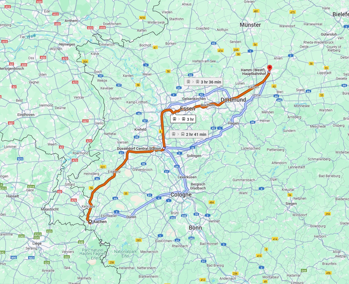 Anreise von Aachen Zu Hamm Über 
