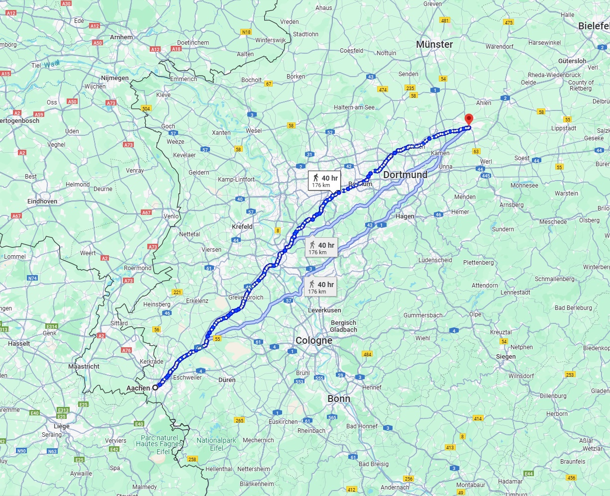 Anreise von Aachen Zu Hamm Über 