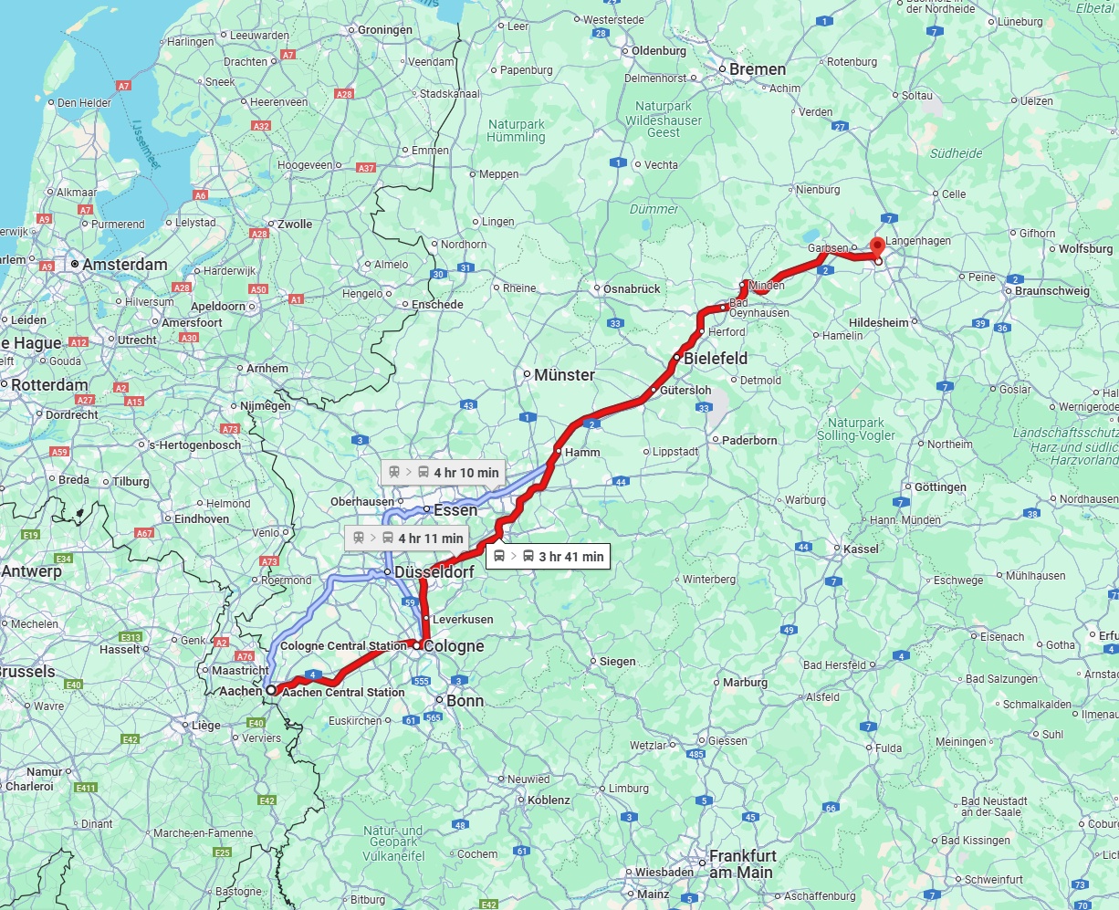 Anreise von Aachen Zu Hannover Über 