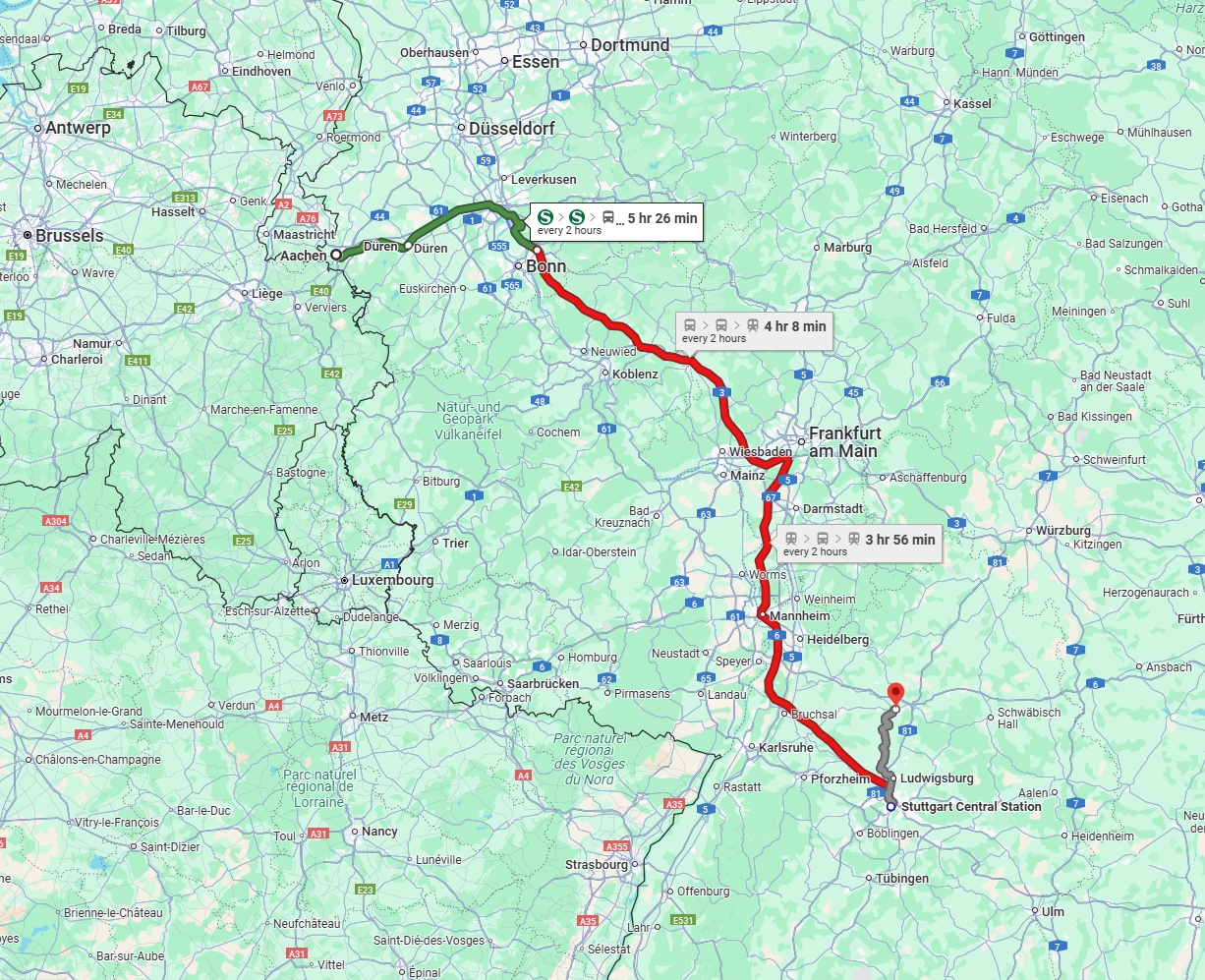 Anreise von Aachen Zu Heilbronn Über 