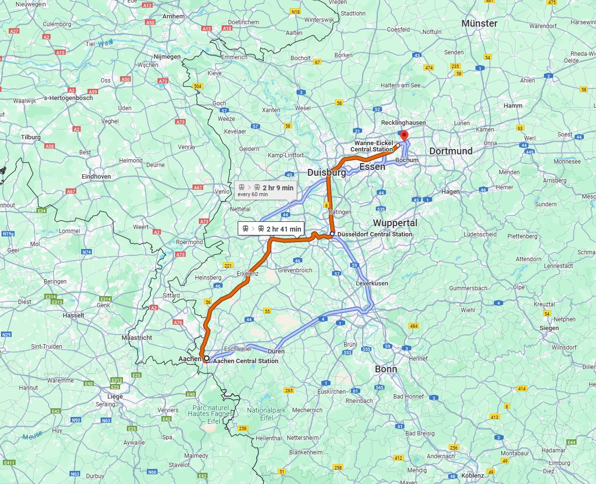 Anreise von Aachen Zu Herne Über 