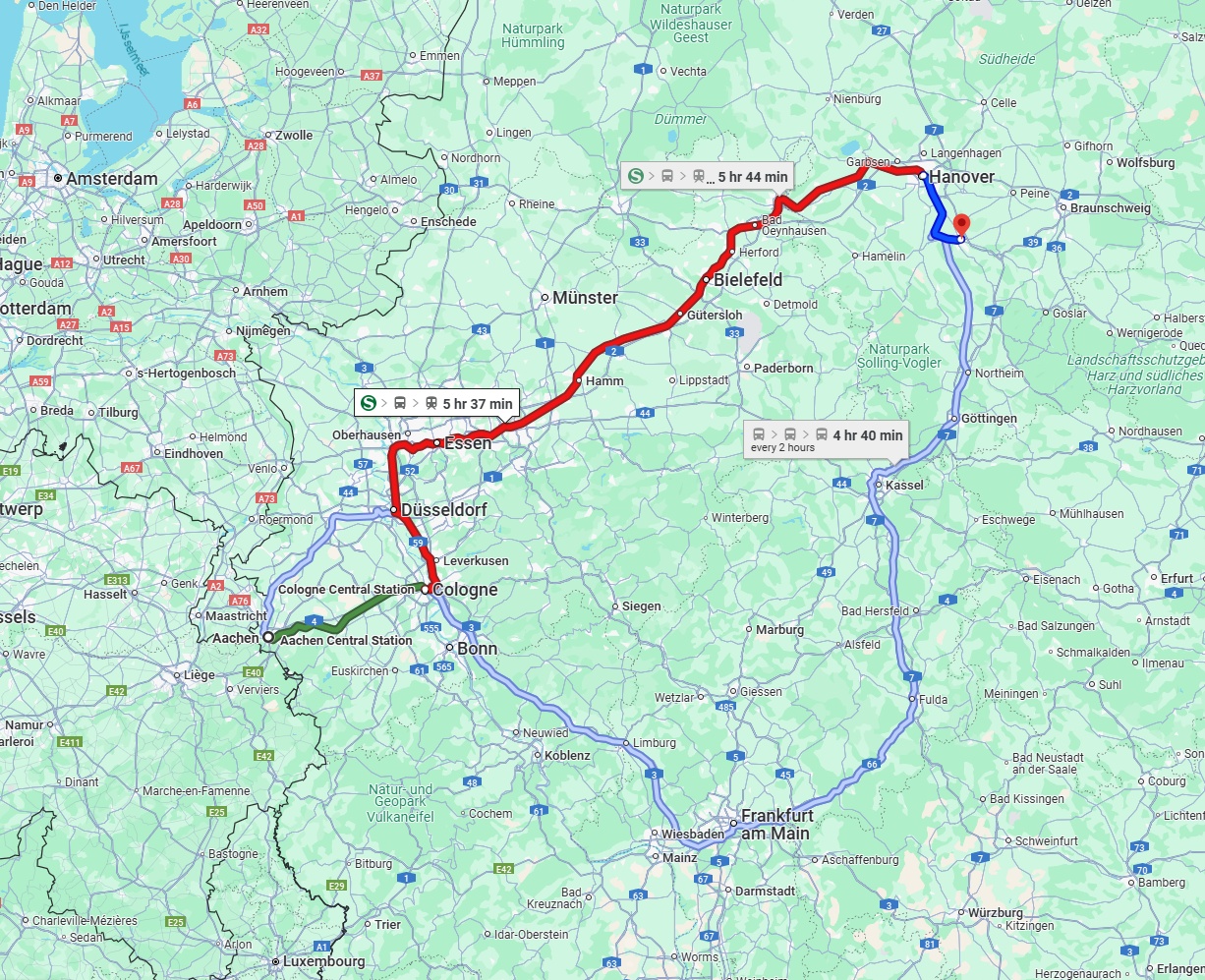 Anreise von Aachen Zu Hildesheim Über 