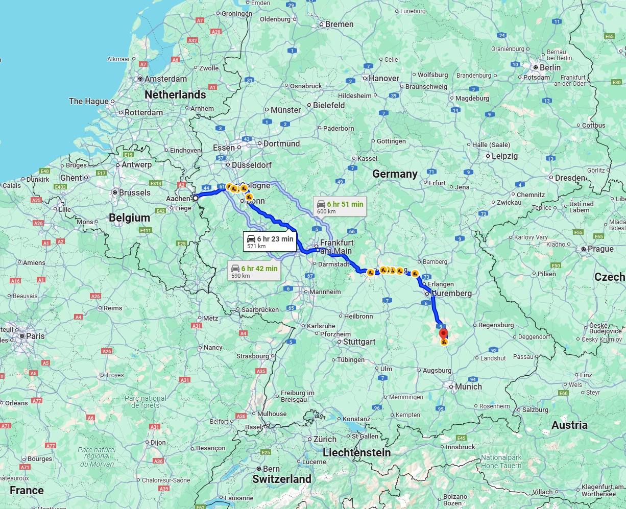 Anreise von Aachen Zu Ingolstadt Über via A3