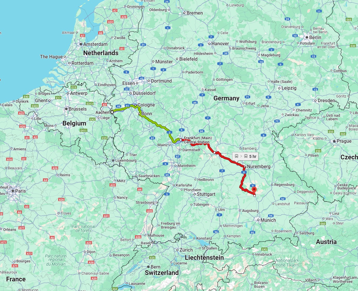 Anreise von Aachen Zu Ingolstadt Über 