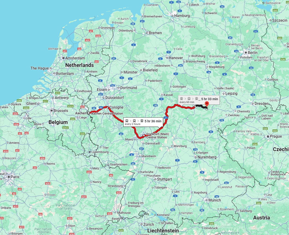 Anreise von Aachen Zu Jena Über 