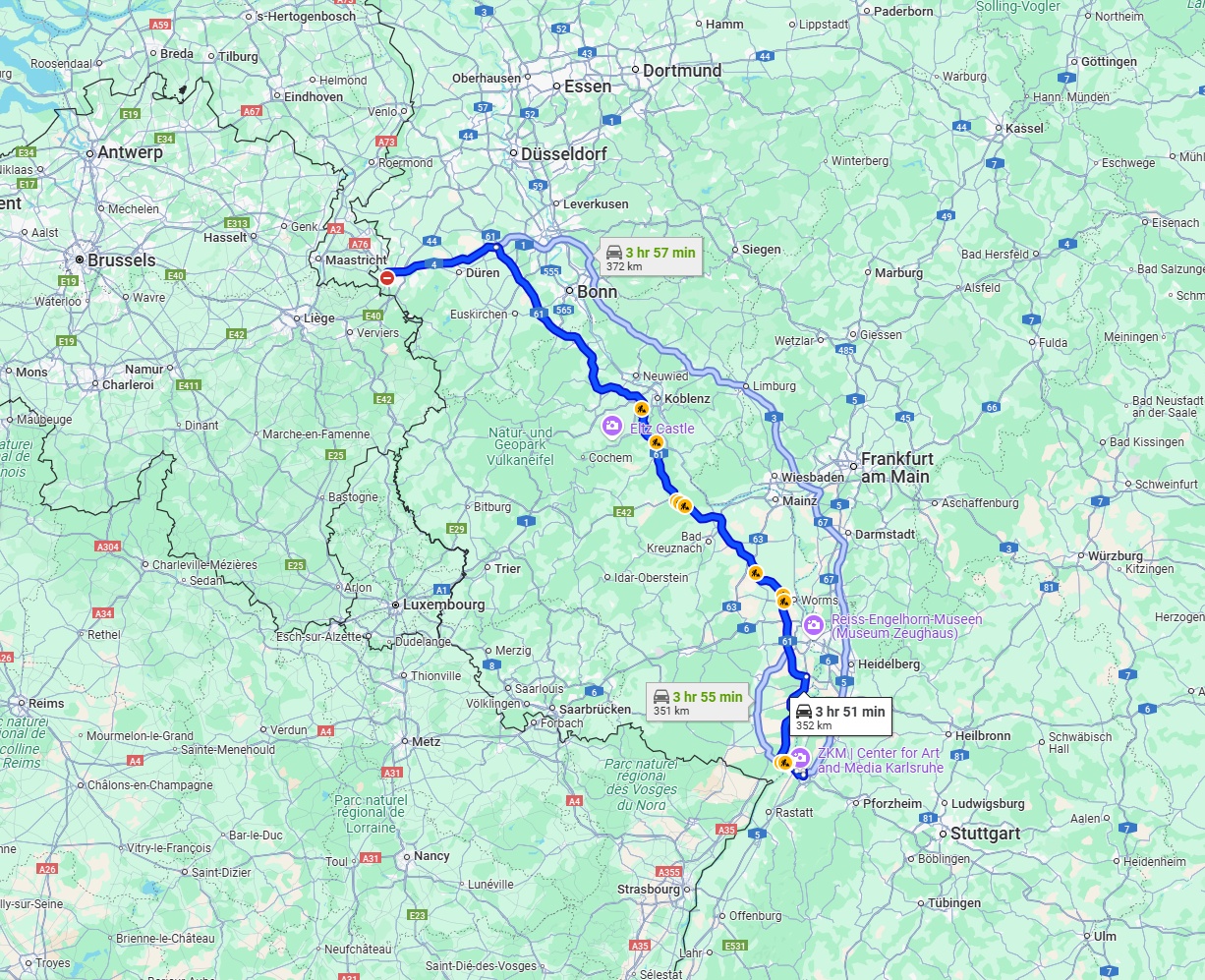 Anreise von Aachen Zu Karlsruhe Über via A61