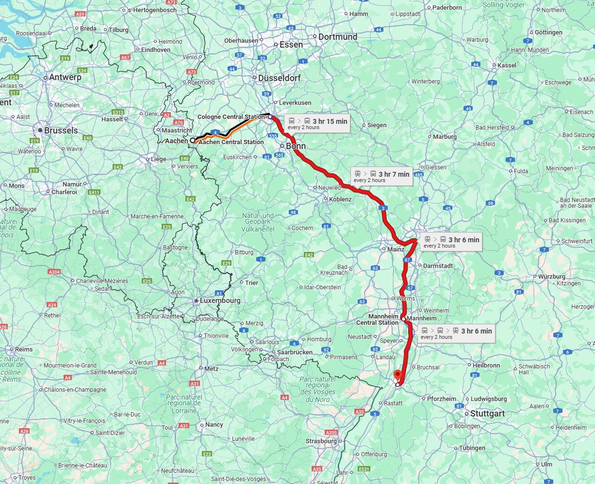 Anreise von Aachen Zu Karlsruhe Über 