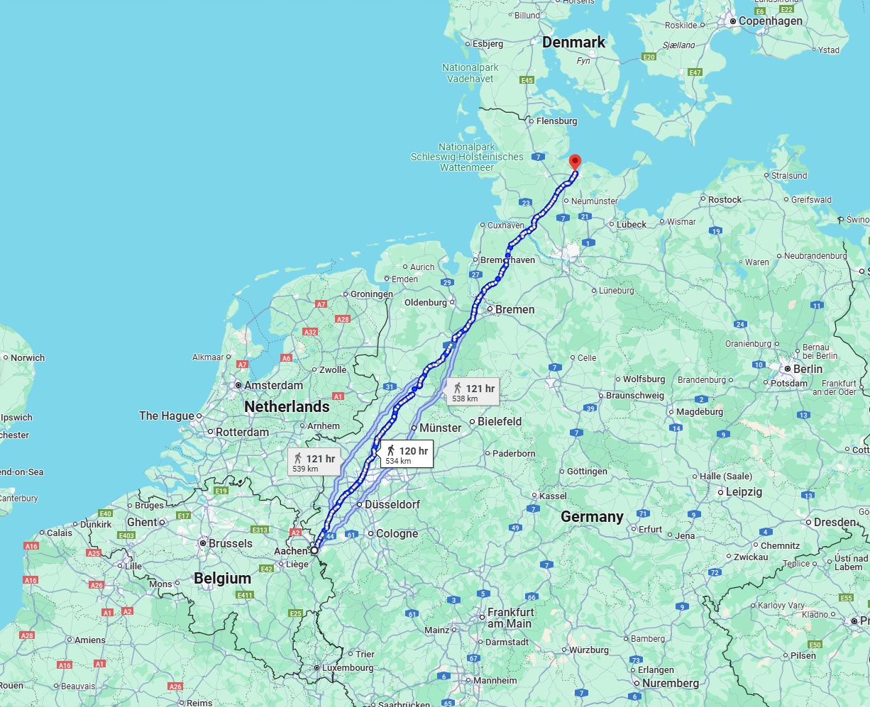 Anreise von Aachen Zu Kiel Über 