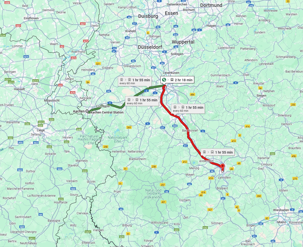 Anreise von Aachen Zu Koblenz Über 