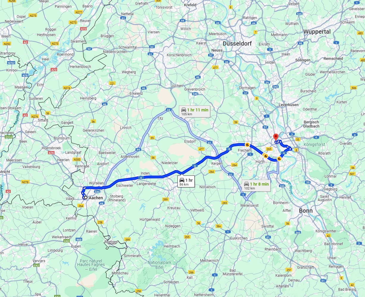 Anreise von Aachen Zu Köln Über via A4