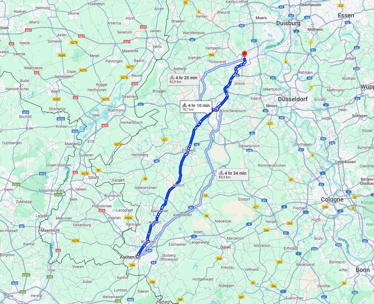 Anreise von Aachen Zu Krefeld Über 