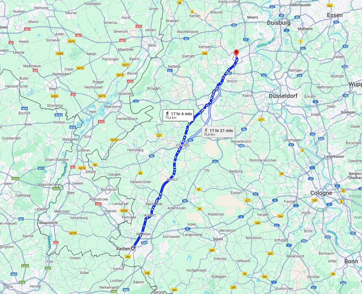 Anreise von Aachen Zu Krefeld Über 