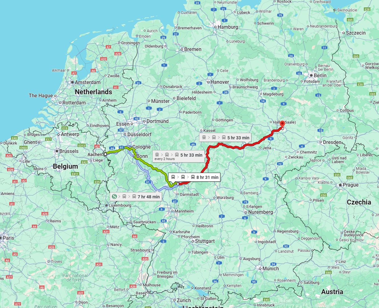 Anreise von Aachen Zu Leipzig Über 