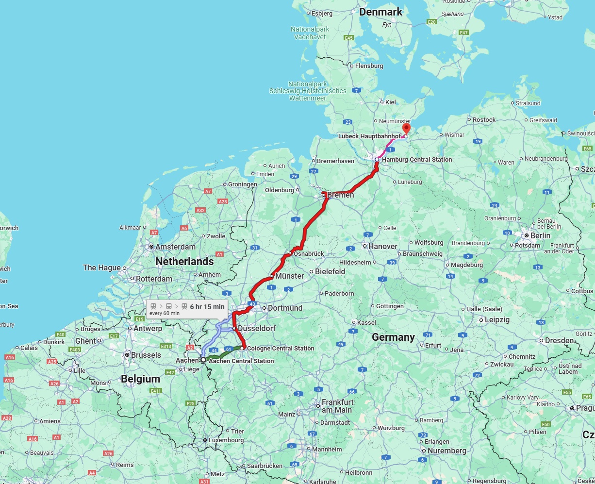 Anreise von Aachen Zu Lübeck Über 