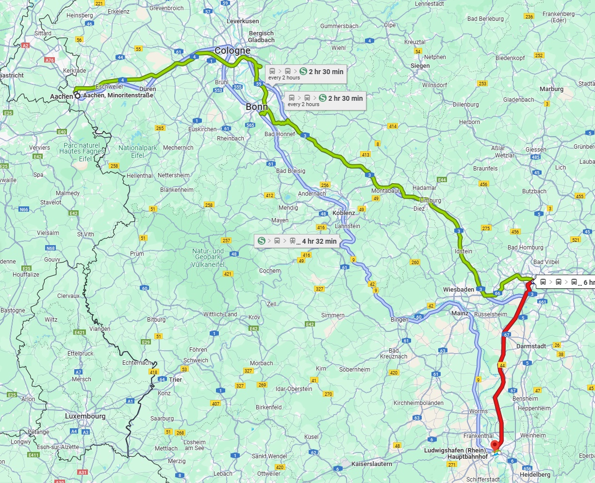 Anreise von Aachen Zu Ludwigshafen am Rhein Über 