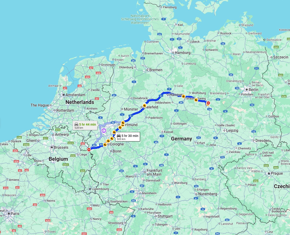 Anreise von Aachen Zu Magdeburg Über via A2