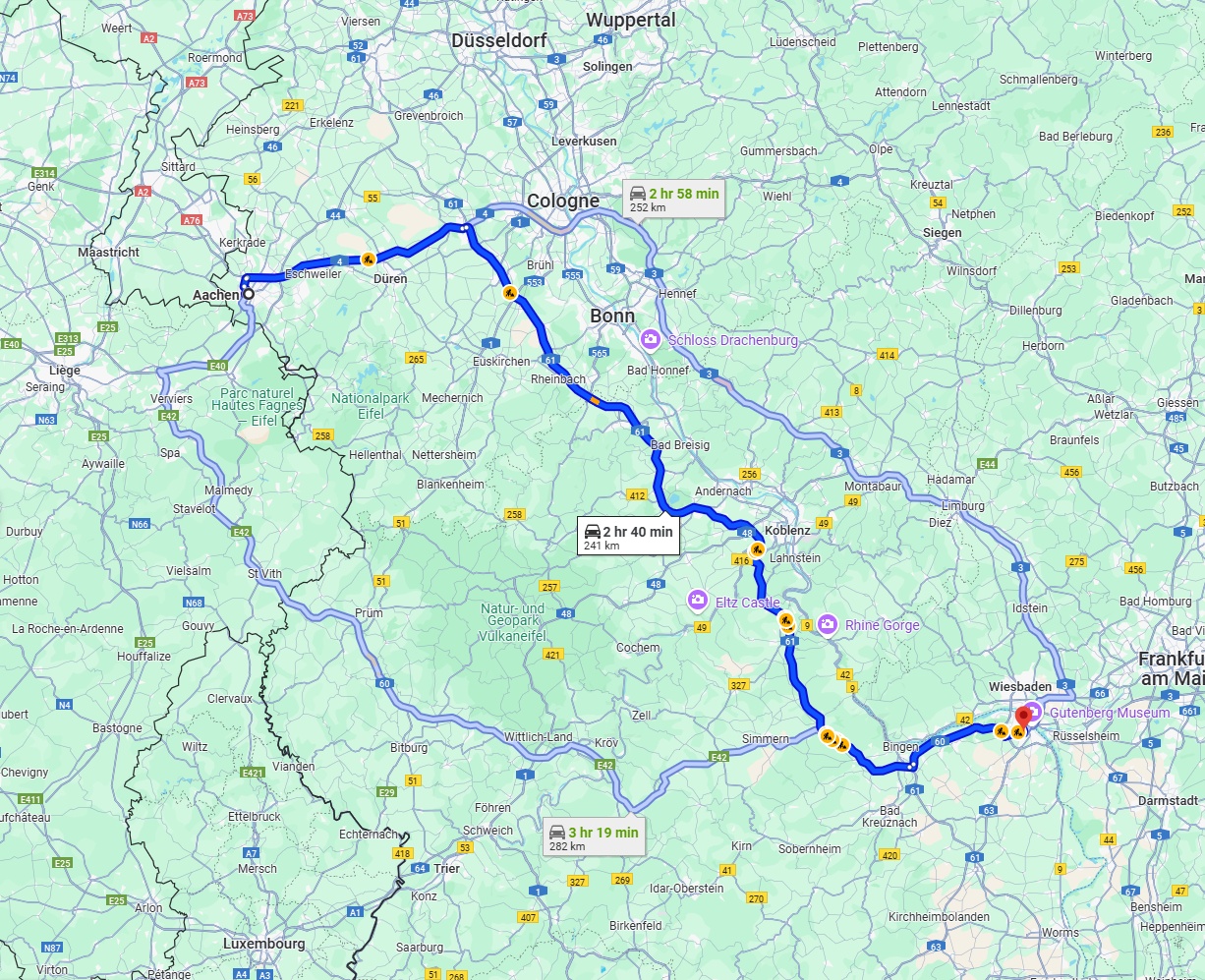 Anreise von Aachen Zu Mainz Über via A61