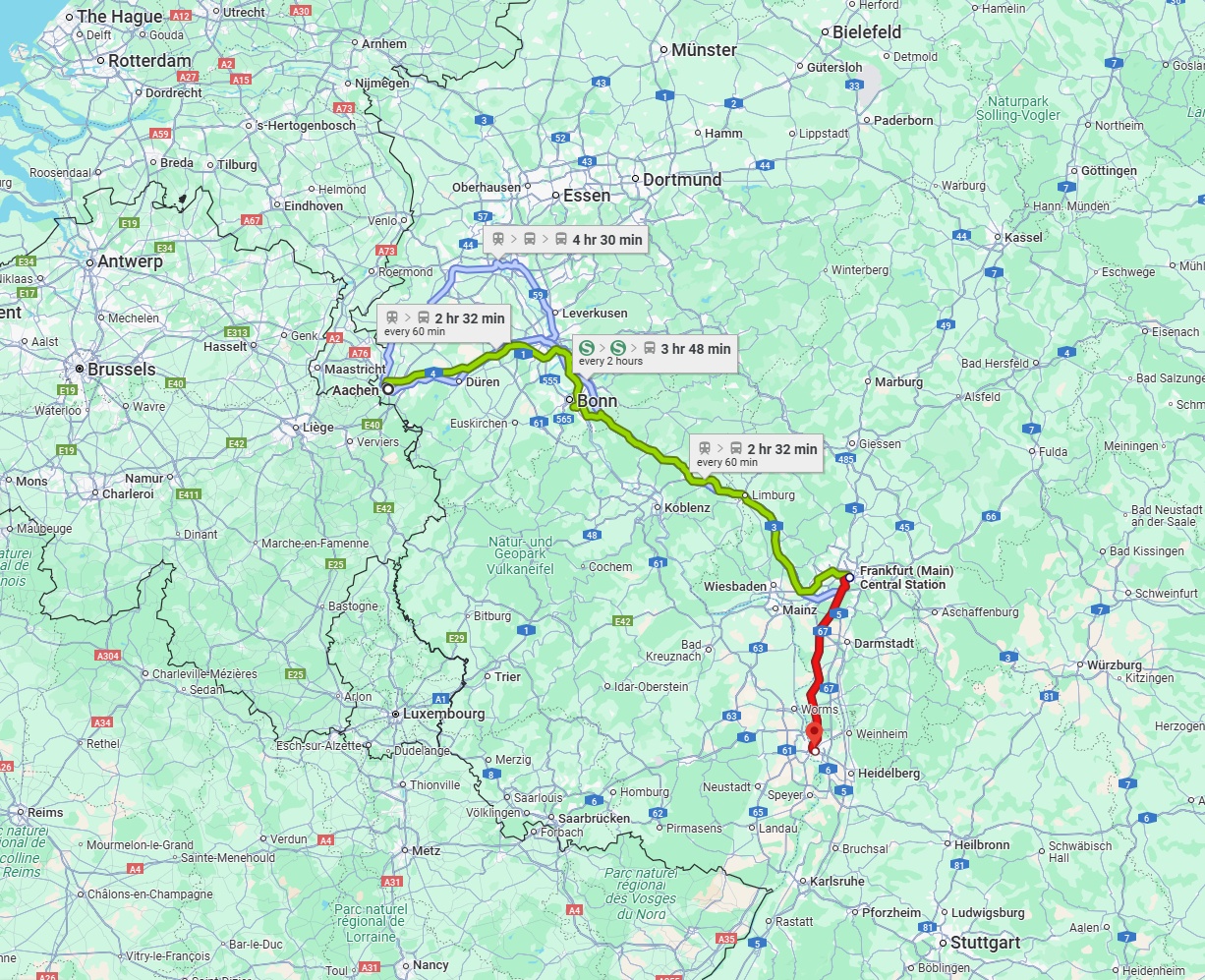 Anreise von Aachen Zu Mannheim Über 