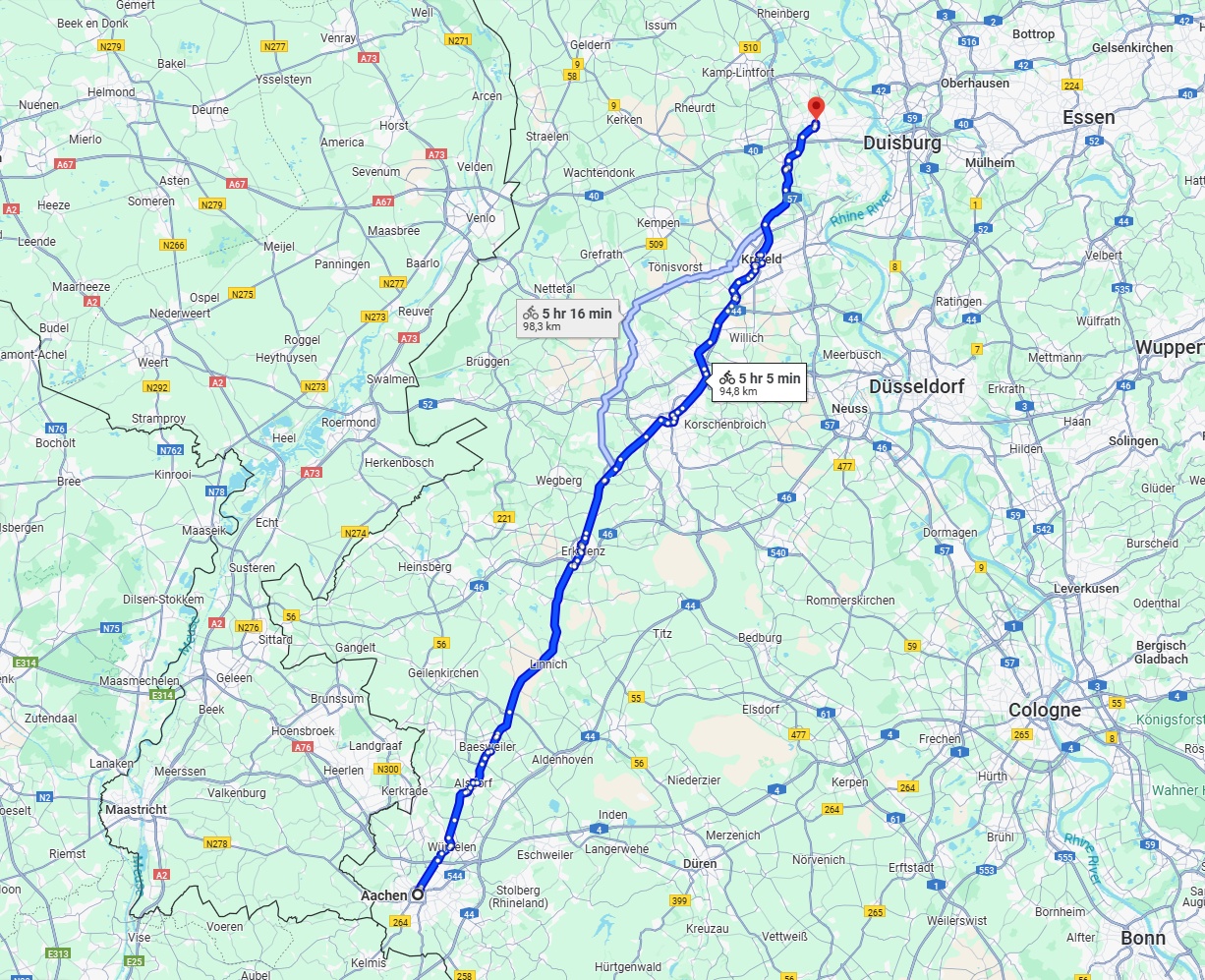 Anreise von Aachen Zu Moers Über 