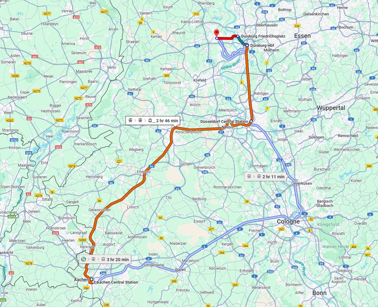 Anreise von Aachen Zu Moers Über 
