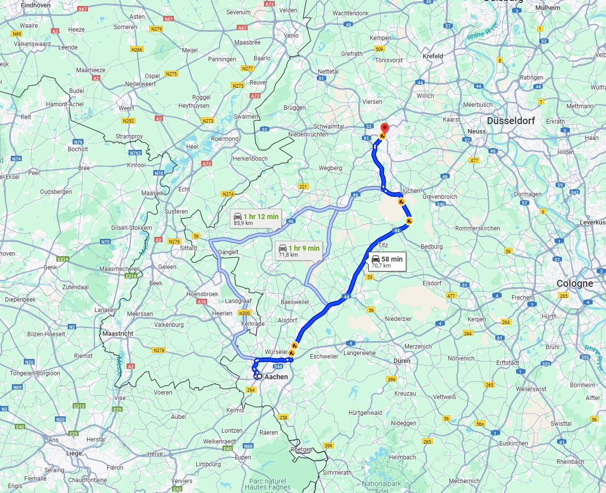 Anreise von Aachen Zu Mönchengladbach Über via A44