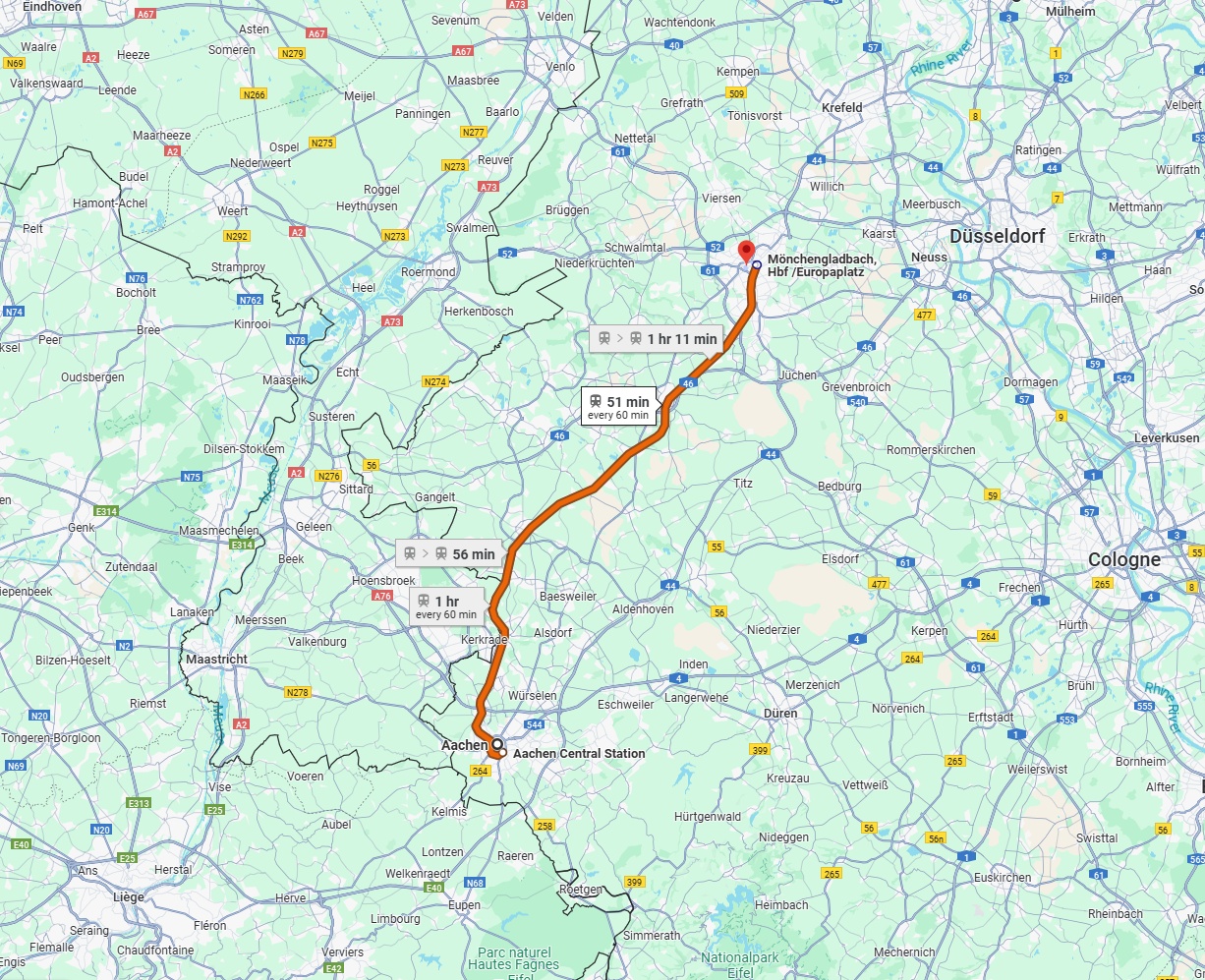 Anreise von Aachen Zu Mönchengladbach Über 