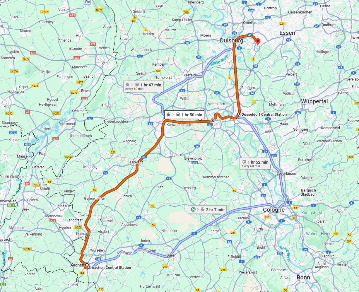 Anreise von Aachen Zu Mülheim an der Ruhr Über 