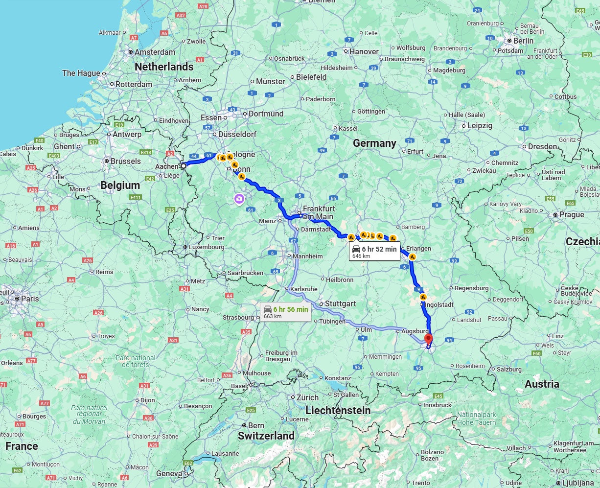 Anreise von Aachen Zu München Über via A3
