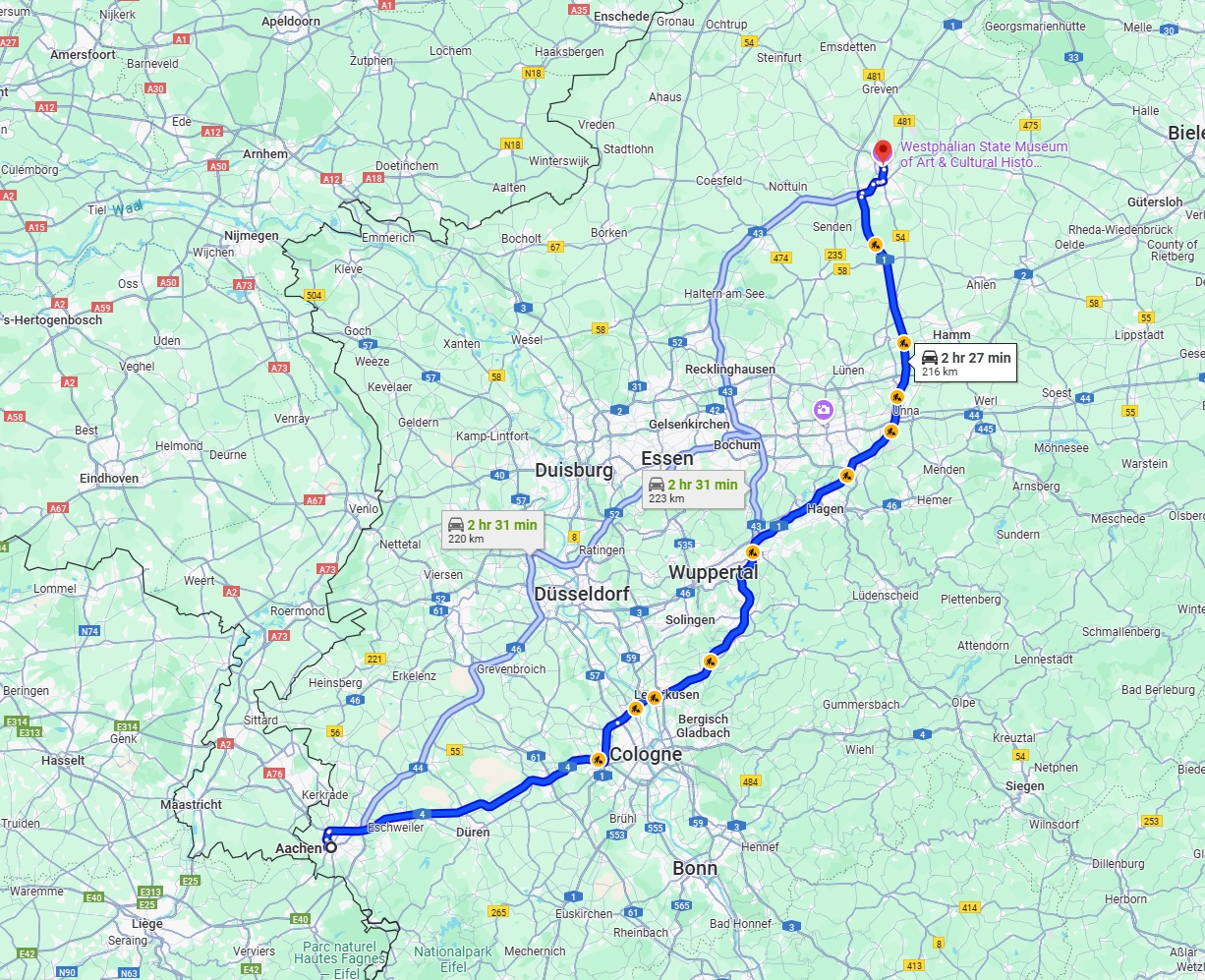 Anreise von Aachen Zu Münster Über via A4 and A1