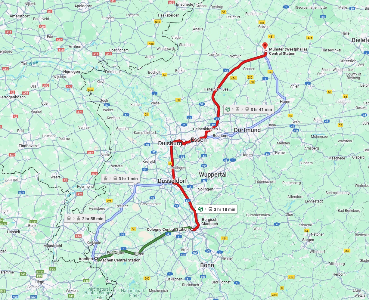 Anreise von Aachen Zu Münster Über 